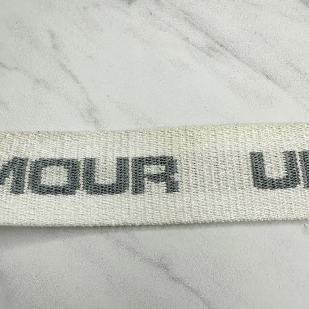 Mens Under Armour White Silver Spell Out Web Belt Small ✨